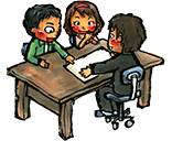 相談する家族のイラスト